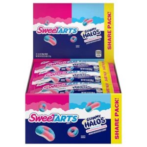 Sweetarts Gummy Halos Blue Punch Strawberries and Cream 3.5oz 12ct